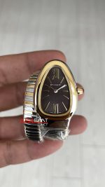 Bulgari Serpenti Tubogas Chocolate 35mm Two Tone Gold Kahverengi Kadran Tek Sarmalı Kadın Kol Saati