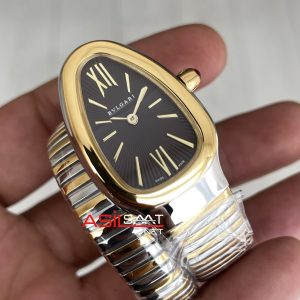 Bulgari Serpenti Tubogas Chocolate 35mm Two Tone Gold Kahverengi Kadran Tek Sarmalı Kadın Kol Saati