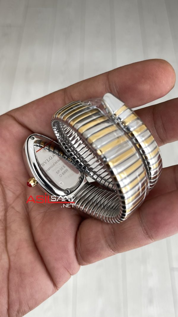 Bulgari Serpenti Tubogas Chocolate 35mm Two Tone Gold Kahverengi Kadran Tek Sarmalı Kadın Kol Saati