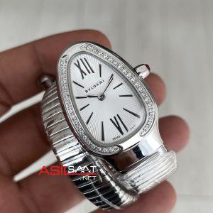 Bulgari Serpenti Tubogas Diamond Beyaz Kadran 101827 Silver 35mm Kadın Kol Saati