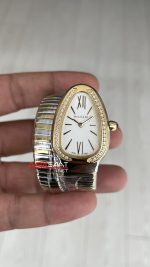 Bulgari Serpenti Tubogas Diamond Beyaz Kadran 103648 Silver Gold 35mm Tek Sarmalı Kadın Kol Saati