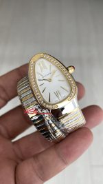 Bulgari Serpenti Tubogas Diamond Beyaz Kadran 103648 Silver Gold 35mm Tek Sarmalı Kadın Kol Saati