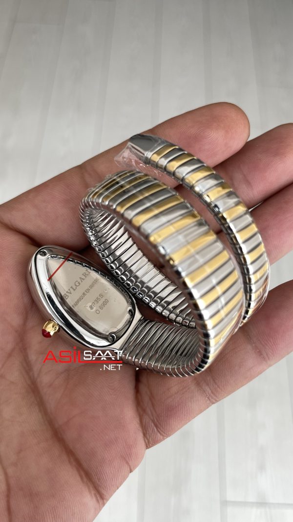 Bulgari Serpenti Tubogas Diamond Beyaz Kadran 103648 Silver Gold 35mm Tek Sarmalı Kadın Kol Saati