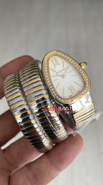 Bulgari Serpenti Tubogas Diamond Beyaz Kadran 103797 Silver Gold 35mm Üç Sarmalı Kadın Kol Saati