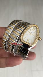 Bulgari Serpenti Tubogas Diamond Beyaz Kadran 103797 Silver Gold 35mm Üç Sarmalı Kadın Kol Saati