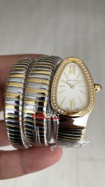 Bulgari Serpenti Tubogas Diamond Beyaz Kadran 103797 Silver Gold 35mm Üç Sarmalı Kadın Kol Saati