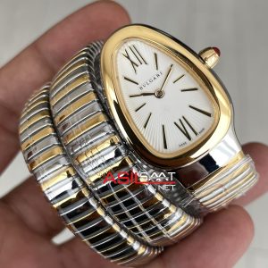 Bulgari Serpenti Tubogas Diamond Beyaz Kadran 103797 Silver Gold 35mm Üç Sarmalı Kadın Kol Saati