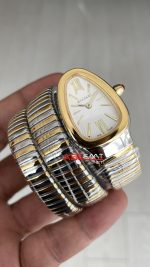 Bulgari Serpenti Tubogas Diamond Beyaz Kadran 103797 Silver Gold 35mm Üç Sarmalı Kadın Kol Saati