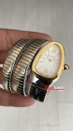 Bulgari Serpenti Tubogas Diamond Beyaz Kadran 103797 Silver Gold 35mm Üç Sarmalı Kadın Kol Saati