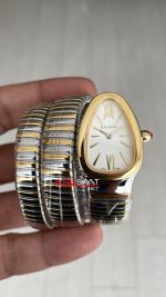 Bulgari Serpenti Tubogas Diamond Beyaz Kadran 103797 Silver Gold 35mm Üç Sarmalı Kadın Kol Saati