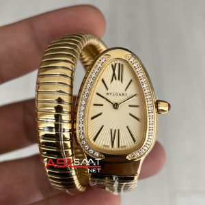 Bulgari Serpenti Tubogas Diamond Champagne Gold 35mm Tek Sarmalı Kadın Kol Saati