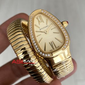 Bulgari Serpenti Tubogas Diamond Champagne Gold 35mm Tek Sarmalı Kadın Kol Saati