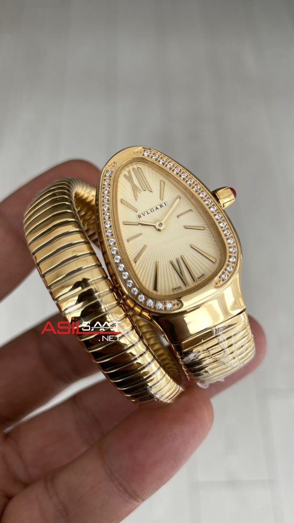 Bulgari Serpenti Tubogas Diamond Champagne Gold 35mm Tek Sarmalı Kadın Kol Saati