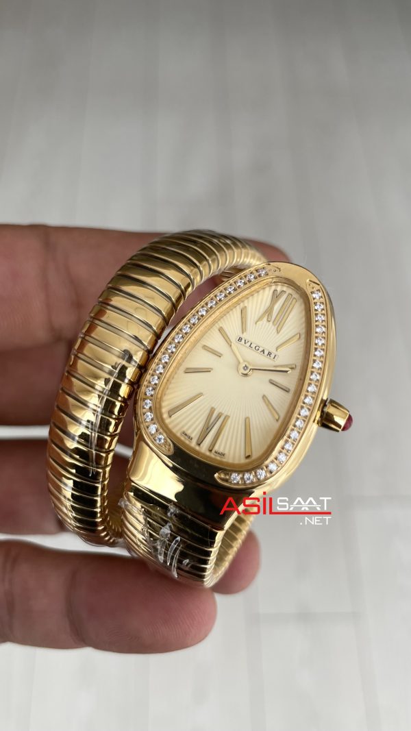 Bulgari Serpenti Tubogas Diamond Champagne Gold 35mm Tek Sarmalı Kadın Kol Saati