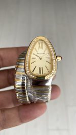 Bulgari Serpenti Tubogas Diamond Champagne Kadran Silver Gold 35mm Tek Sarmalı Kadın Kol Saati