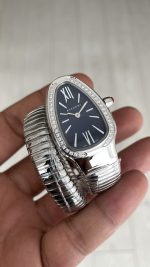 Bulgari Serpenti Tubogas Diamond Mavi Kadran Silver 35mm Kadın Kol Saati
