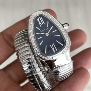 Bulgari Serpenti Tubogas Diamond Mavi Kadran Silver 35mm Kadın Kol Saati