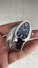 Bulgari Serpenti Tubogas Diamond Mavi Kadran Silver 35mm Kadın Kol Saati