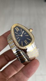 Bulgari Serpenti Tubogas Diamond Mavi Kadran Silver Gold 35mm Tek Sarmalı Kadın Kol Saati