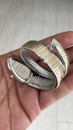 Bulgari Serpenti Tubogas Diamond Mavi Kadran Silver Gold 35mm Tek Sarmalı Kadın Kol Saati