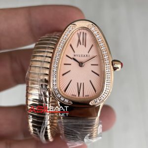 Bulgari Serpenti Tubogas Diamond Pembe 35mm Rosegold Tek Sarmalı Kadın Kol Saati
