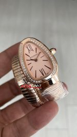 Bulgari Serpenti Tubogas Diamond Pembe 35mm Rosegold Tek Sarmalı Kadın Kol Saati