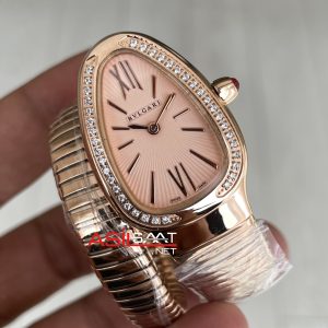 Bulgari Serpenti Tubogas Diamond Pembe 35mm Rosegold Tek Sarmalı Kadın Kol Saati