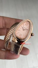 Bulgari Serpenti Tubogas Diamond Pembe 35mm Rosegold Tek Sarmalı Kadın Kol Saati