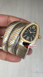 Bulgari Serpenti Tubogas Diamond Siyah Kadran 35mm Two Tone Gold Üç Sarmalı Kadın Kol Saati