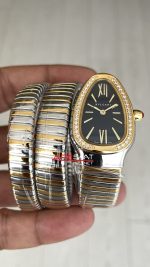 Bulgari Serpenti Tubogas Diamond Siyah Kadran 35mm Two Tone Gold Üç Sarmalı Kadın Kol Saati