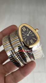 Bulgari Serpenti Tubogas Kahverengi Silver Gold 35mm Üç Sarmalı Kadın Kol Saati