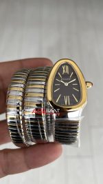 Bulgari Serpenti Tubogas Kahverengi Silver Gold 35mm Üç Sarmalı Kadın Kol Saati