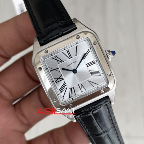 Cartier Dumont Santos Beyaz Kadran 35mm Silver Replika Saat Kadın Kol Saati