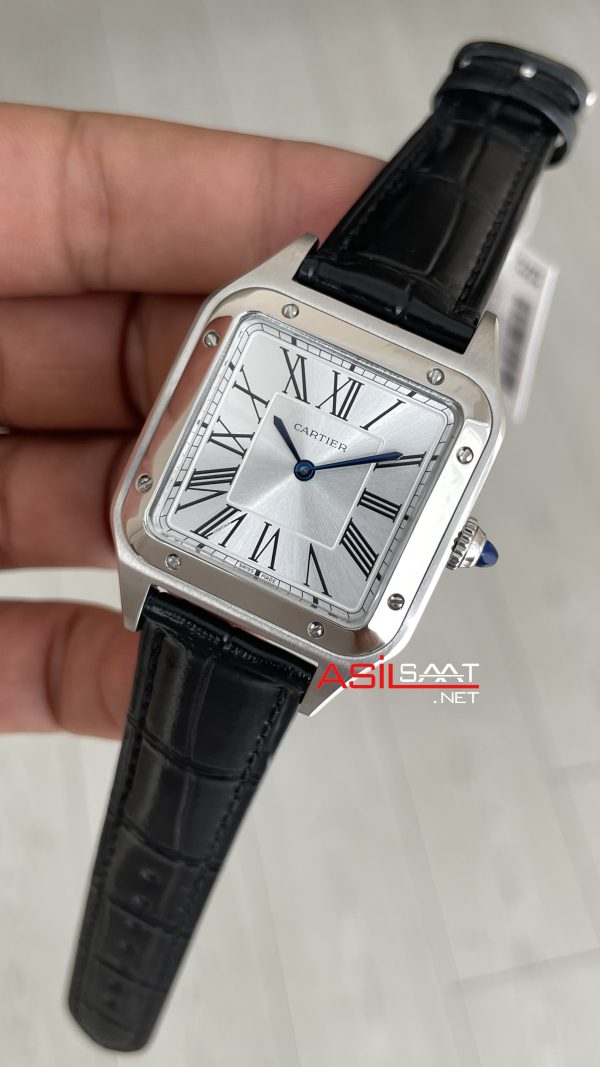 Cartier Dumont Santos Beyaz Kadran 35mm Silver Replika Saat Kadın Kol Saati