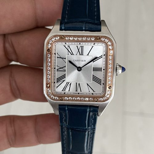 Cartier Dumont Santos Diamond Beyaz 27mm Two Tone Rosegold Kadın Kol Saati