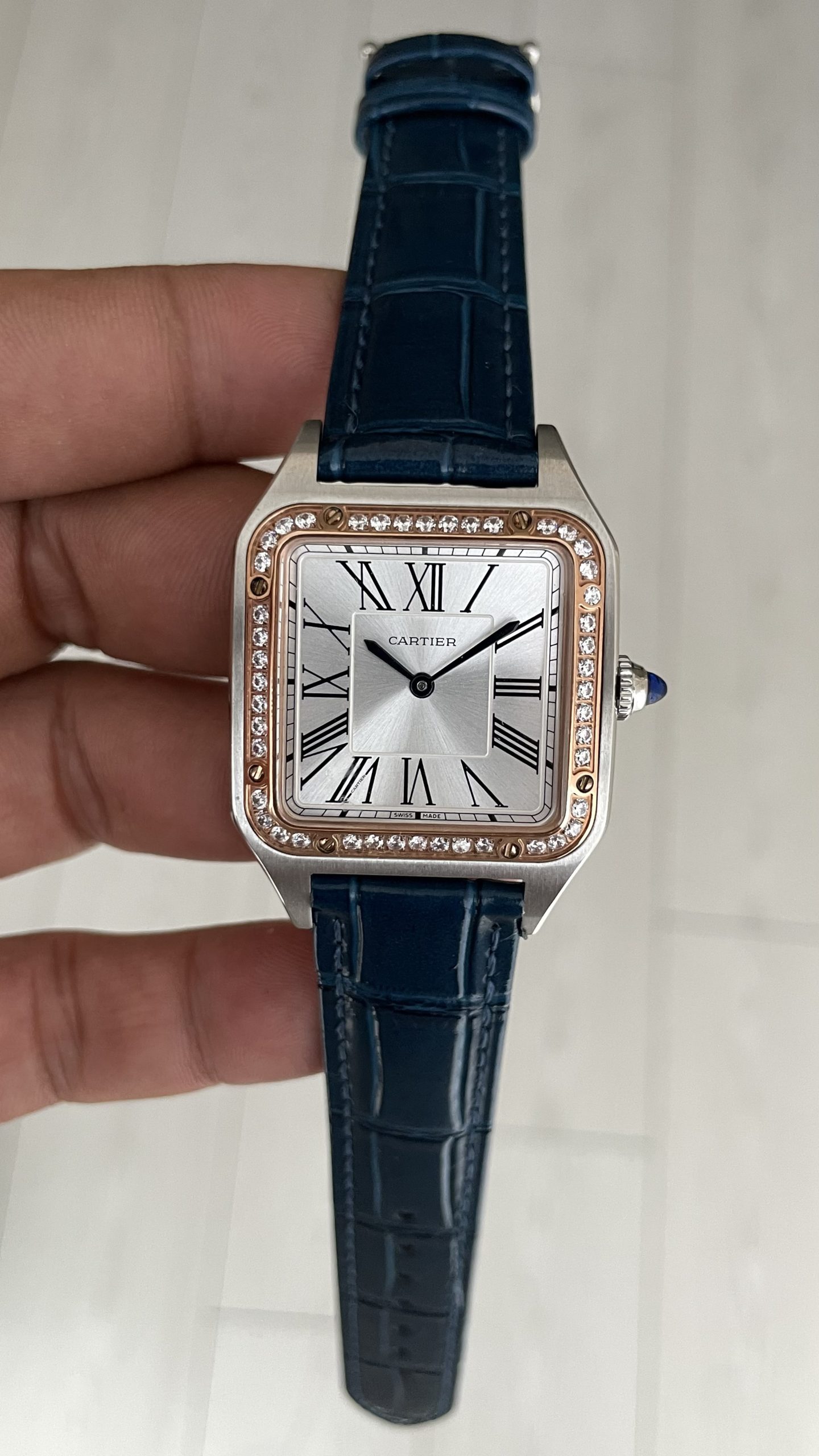 Cartier Dumont Santos Diamond Beyaz 27mm Two Tone Rosegold Kadın Kol Saati