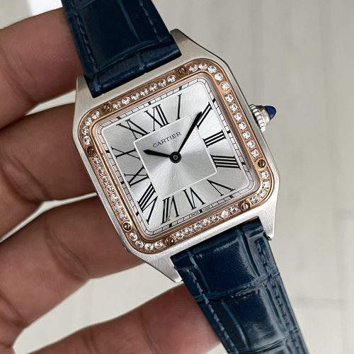 Cartier Dumont Santos Diamond Beyaz 27mm Two Tone Rosegold Kadın Kol Saati