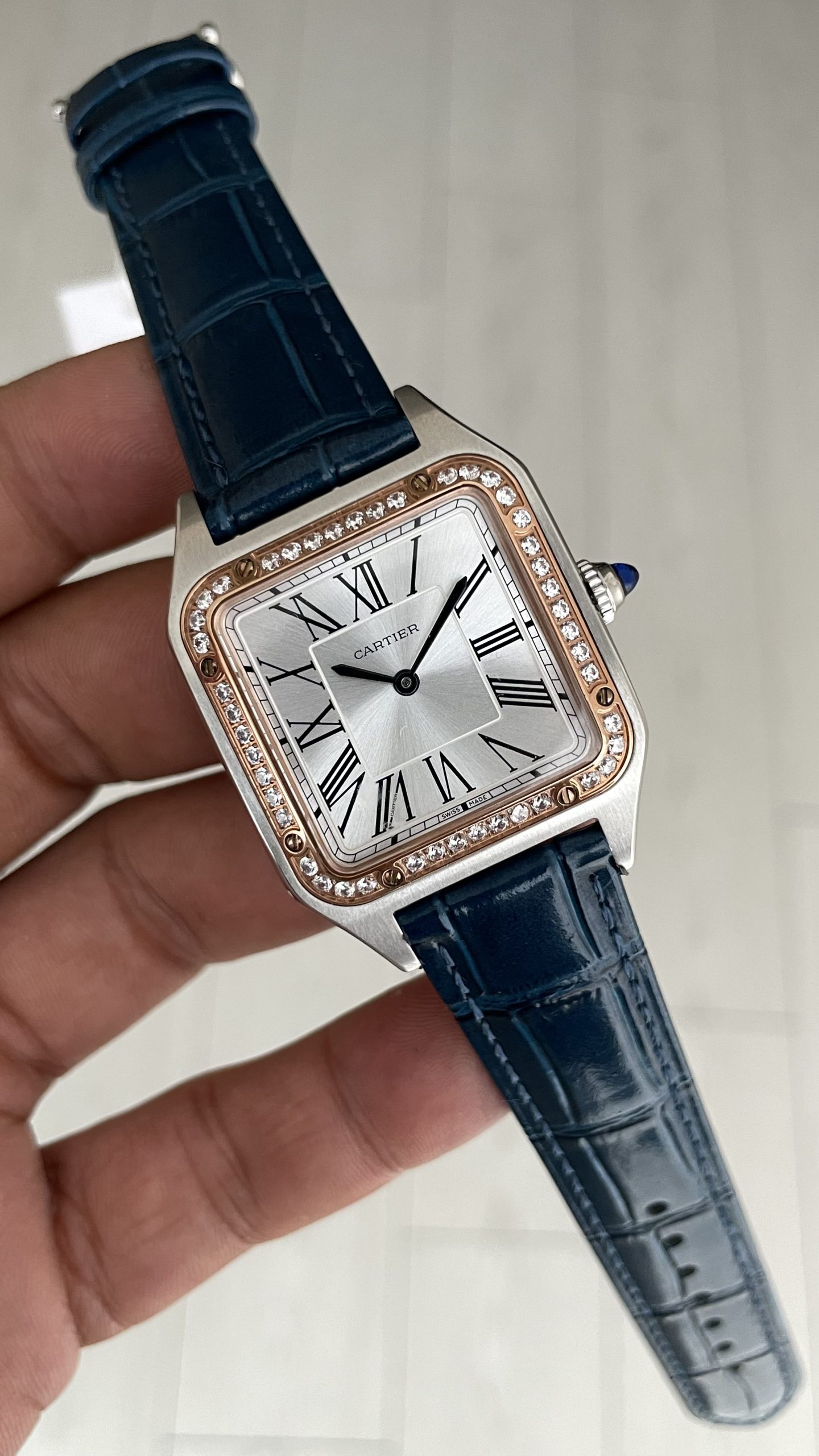 Cartier Dumont Santos Diamond Beyaz 27mm Two Tone Rosegold Kadın Kol Saati