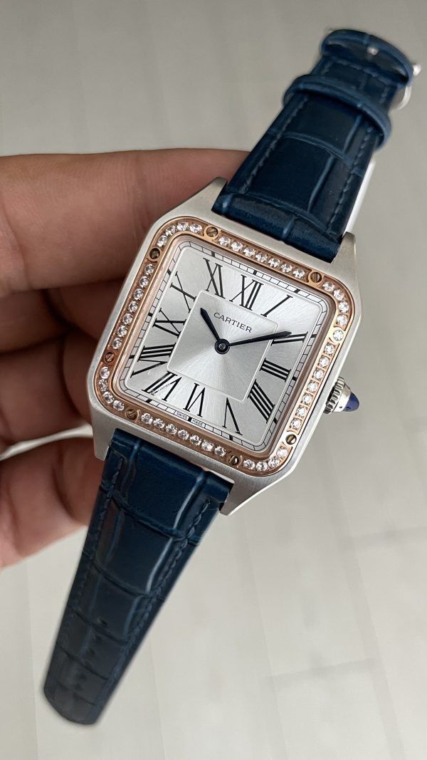 cartier-dumont-santos-diamond-beyaz-27mm-two-tone-rosegold-kadin-kol-saati-5 Cartier Dumont Santos Diamond Beyaz 27mm Two Tone Rosegold Kadın Kol Saati