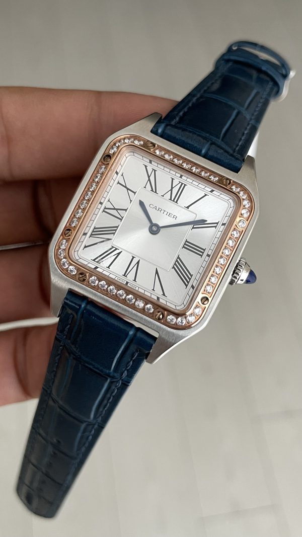 Cartier Dumont Santos Diamond Beyaz 27mm Two Tone Rosegold Kadın Kol Saati Cartier Dumont Santos Diamond Beyaz 27mm Two Tone Rosegold Kadın Kol Saati