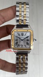 Cartier Dumont Santos Large Beyaz Kadran 40mm Two Tone Gold Replika Saat