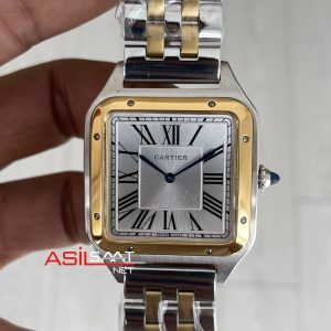 Cartier Dumont Santos Large Beyaz Kadran 40mm Two Tone Gold Replika Saat