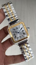 Cartier Dumont Santos Large Beyaz Kadran 40mm Two Tone Gold Replika Saat