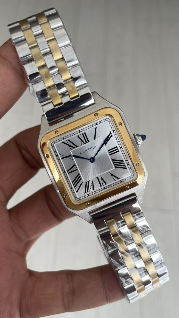 Cartier Dumont Santos Large Beyaz Kadran 40mm Two Tone Gold Replika Saat