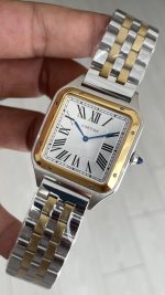 Cartier Dumont Santos Large Beyaz Kadran 40mm Two Tone Gold Replika Saat