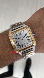 Cartier Dumont Santos Large Beyaz Kadran 40mm Two Tone Gold Replika Saat