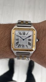 Cartier Dumont Santos Large Beyaz Kadran 40mm Two Tone Gold Replika Saat
