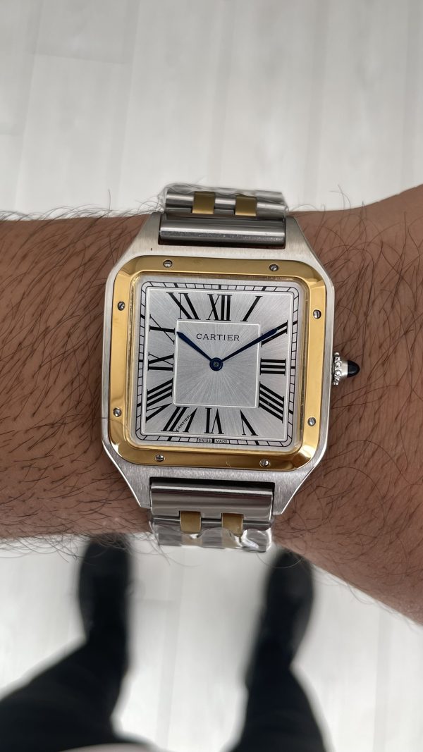 Cartier Dumont Santos Large Beyaz Kadran 40mm Two Tone Gold Replika Saat