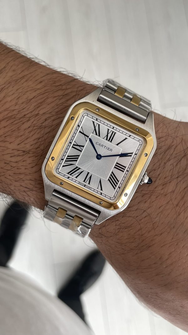 Cartier Dumont Santos Large Beyaz Kadran 40mm Two Tone Gold Replika Saat