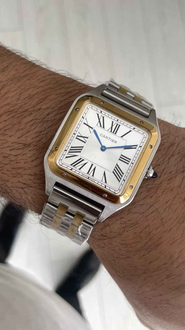 Cartier Dumont Santos Large Beyaz Kadran 40mm Two Tone Gold Replika Saat
